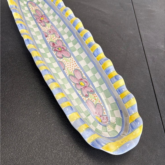 MacKenzie-Childs bundle.Purple, yellow, pink, blue, green with checkers dishes. - Picture 8 of 8